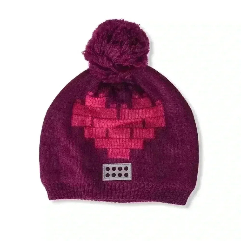 Lego Wear Boys' Wool Knit Hat W/Heart & Pom-pom